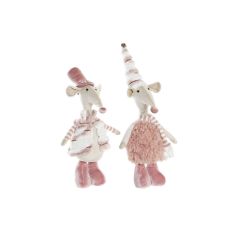 Prydnadsfigur DKD Home Decor Rosa Mus 16 x 11 x 55 cm (2 antal)