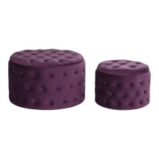 Fotpall DKD Home Decor Violett Polyester Bordeaux Trä MDF (70 x 70 x 42 cm)