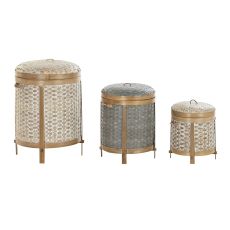Korg - set DKD Home Decor Bambu (31 x 31 x 45 cm)