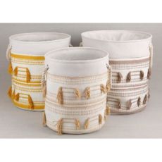 Korg - set DKD Home Decor Polyester Bomull Frans Boho (43 x 43 x 45 cm)