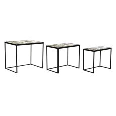 3-bordsset DKD Home Decor Svart Grön Gyllene 60 x 40 x 50 cm