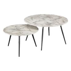 2-bordsset DKD Home Decor Vit Gyllene 80 x 80 x 45 cm