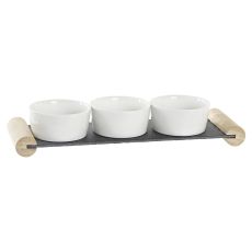 Snacksbricka DKD Home Decor Vit Svart Stengods Skiffer 33 x 10 x 5,8 cm