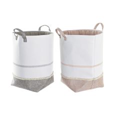 Tvättkorg DKD Home Decor Grå Rosa Polyester (50 x 30 x 60 cm) (2 antal)