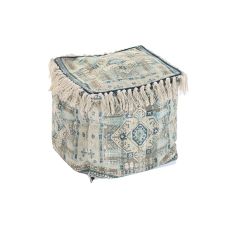 Puff DKD Home Decor Casablanca Blå Frans 40 x 40 x 40 cm