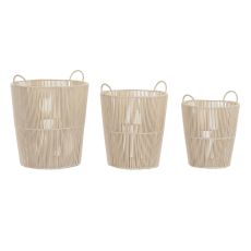 Korg - set DKD Home Decor Beige Metall 42 x 42 x 51 cm 3 Delar