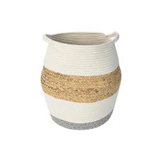 Korg DKD Home Decor Vit Naturell Aluminium Naturliga fibrer 30 x 30 x 40 cm