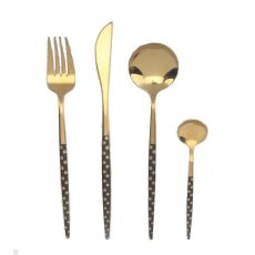 Bestick DKD Home Decor Svart Gyllene Rostfritt stål 2 x 0,3 x 21 cm 16 Delar