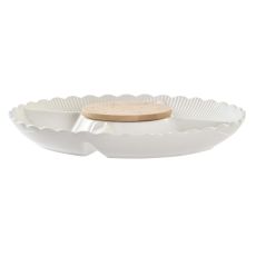Snacksbricka DKD Home Decor 25,5 x 25,5 x 3 cm Naturell Porslin Vit