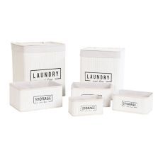 Korgset DKD Home Decor Vit Bambu 40 x 30 x 46 cm (5 Delar)