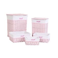 Tvättkorg DKD Home Decor Rosa vide Barn 44 x 34 x 56 cm 5 Delar