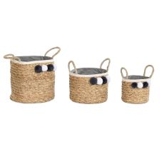 Korg - set DKD Home Decor Naturliga fibrer Tofs 40 x 40 x 35 cm 41 x 37 x 36 cm