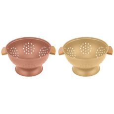Durkslag för pasta DKD Home Decor 30 x 24,5 x 14 cm Terrakota n Rostfritt stål Gul (2 antal)