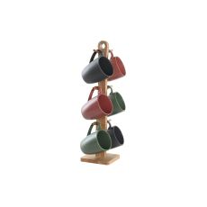 Set med 4 muggar DKD Home Decor Grön Rosa Naturell Mörkgrå Stengods 160 ml 17 x 12 x 39 cm