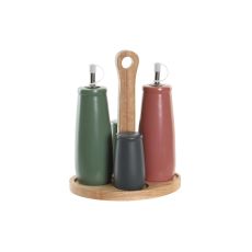 Kryddset DKD Home Decor 19 x 16 x 22,5 cm Naturell Rosa Gummiträ Vit Grön Stengods