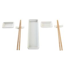 Sushiset DKD Home Decor 24 x 7 x 2 cm Naturell Vit Stengods Orientalisk