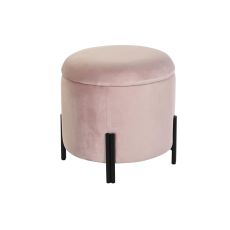 Fotpall DKD Home Decor Svart Rosa Metall Sammet 42 x 42 x 42 cm