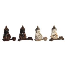Prydnadsfigur DKD Home Decor 22 x 8,2 x 23 cm Röd Beige Buddha Orientalisk (4 Delar)