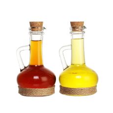 Set med olja och vinäger DKD Home Decor 9 x 9 x 16 cm Glas Naturell Transparent Kork 320 ml 2 antal