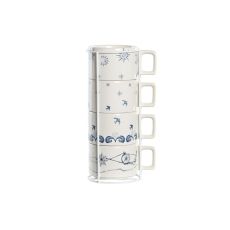 Set med kaffekoppar DKD Home Decor Blå Vit Metall Dolomite 260 ml
