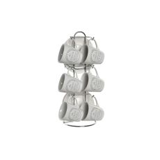 Set med koppar och fat DKD Home Decor Vit Metall Stengods 90 ml 8 x 6 x 6 cm 11 x 11 x 2 cm