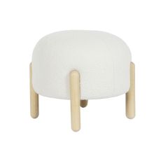 Fotpall DKD Home Decor 45 x 45 x 36 cm Trä Vit