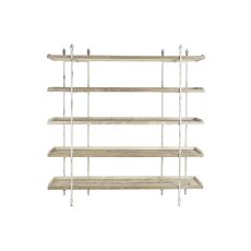 Bokhylla DKD Home Decor Vit Naturell Metall Gran Granträ 40 % Metall 190 x 40 x 200 cm