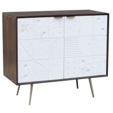 Skänk DKD Home Decor Vit Brun Metall Mangoträ 90 x 43 x 80 cm