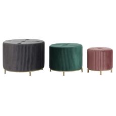 Fotpall DKD Home Decor Sammet 60 x 60 x 45 cm Trä MDF