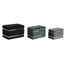 Sittpall DKD Home Decor Svart Gyllene Grön Mörkgrå Trä MDF 70 x 40 x 43 cm