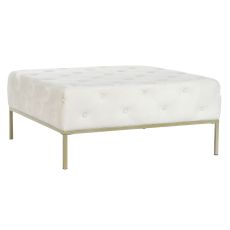 Sittpall DKD Home Decor Vit Gyllene Metall 100 x 100 x 45 cm