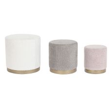 Fotpall DKD Home Decor Vit Brun Rosa Gyllene Trä MDF 48 x 48 x 45 cm