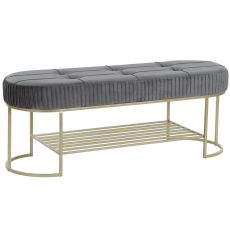 Sittpall DKD Home Decor Grå Gyllene Metall 120 x 40 x 45 cm