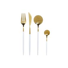 Bestick DKD Home Decor Vit Gyllene Rostfritt stål 4,5 x 2,5 x 20,5 cm 24 Delar
