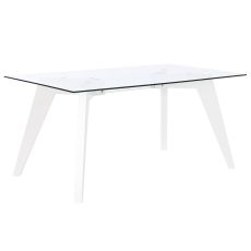 Matsalsbord DKD Home Decor Vit Transparent Glas Trä MDF 160 x 90 x 75 cm