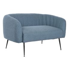 Soffa DKD Home Decor Blå Svart Skum Trä Metall Sammet Scandi 129 x 75 x 73 cm