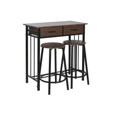Bordsgrupp med 2 stolar DKD Home Decor Brun Svart Metall Trä MDF 80 x 50 x 84 cm