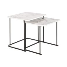2-bordsset DKD Home Decor Vit Svart 51 x 43 x 49 cm
