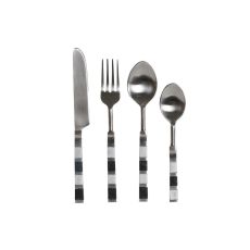 Bestick DKD Home Decor Svart Silvrig Harts Rostfritt stål 4,5 x 1,5 x 22 cm 16 Delar