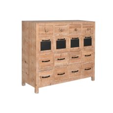 Byrå Home ESPRIT Svart Naturell Metall Gran Cottage 110 x 40 x 92,5 cm