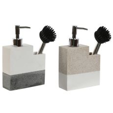 Skurborste med handtag och tvålutmatare Home ESPRIT Vit Beige Grå 11 x 9,3 x 16,6 cm (2 antal)