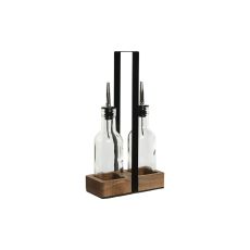 Kryddset Home ESPRIT Svart Naturell Glas Akaciaträ 180 ml 15 x 7 x 28 cm