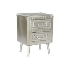 Nattduksbord Home ESPRIT Silvrig Metall Trä MDF 46 x 39 x 63 cm