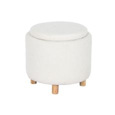 Sittpall Home ESPRIT Vit Polyester Gummiträ Trä MDF 48 x 48 x 43 cm