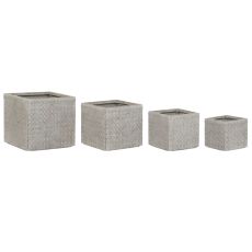 Set med planteringskärl Home ESPRIT Beige Glasfiber Magnesium 44,5 x 44,5 x 42,5 cm (4 antal)