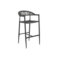 Sittpall Home ESPRIT Svart Mörkgrå Aluminium Rattan 52 x 55 x 105 cm