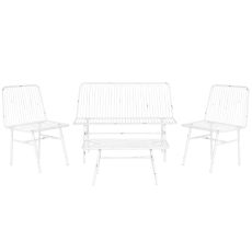 Set med bord och 3 fåtöljer Home ESPRIT Vit Metall 115 x 53 x 83 cm