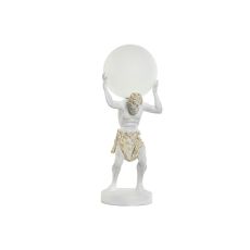 Bordslampa Home ESPRIT Vit Gyllene Harts Plast 220 V 18 x 17 x 44 cm
