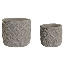 Set med planteringskärl Home ESPRIT Ljusgrå Cement 20 x 20 x 18 cm