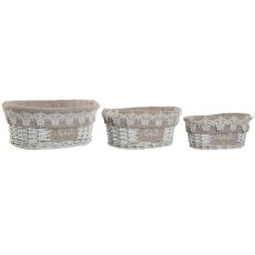 Korg - set Home ESPRIT Vit Beige vide 36 x 29 x 15 cm (3 Delar)